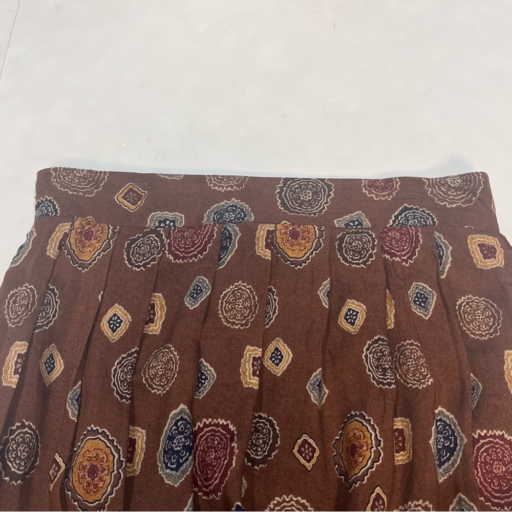 Vintage Brown Abstract Bohemian Print Maxi Ankle Length Skirt SAG Harbor Medium - Picture 3 of 14